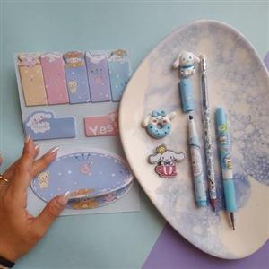 ست لوازم تحریر با طرح شخصیت های سانریو(ملودی،سینامورول) - زرد