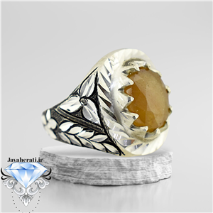 انگشتر نقره زنانه  انگشترنقره دستساز یاقوت زرد آفریقایی 