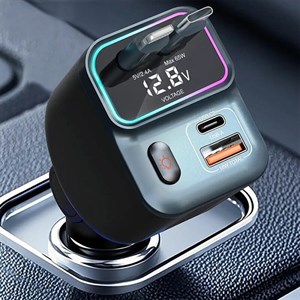 شارژر فندکی خودرو پرودو مدل PDFWCH068 ظرفیت ۶۵ وات با کابل جمع شونده