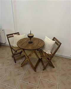 میز و صندلی دو نفره تاشو گرد قطر 70