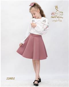 شومیز سفید دخترانه گلدوزی شده یقه ملوانی مدل 212 تریسین