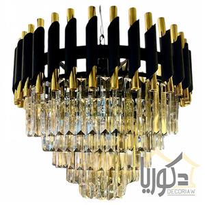 لوستر روناک کریستالی مشکی طلایی طرح فشنگ کد rkdw3090
