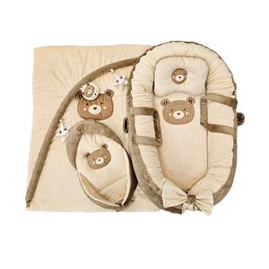 سرویس خواب پنج تکه نوزاد مدل گارد دار طرح تدی بیسکوییتی