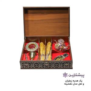 پک هدیه زعفران و هل مدل نقشینه