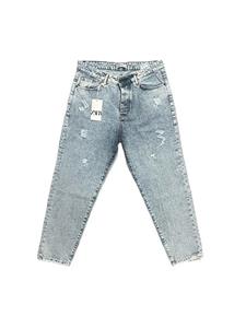 شلوار مام فیت ZARA آبی روشن تیغ خورده 7 کد 2014