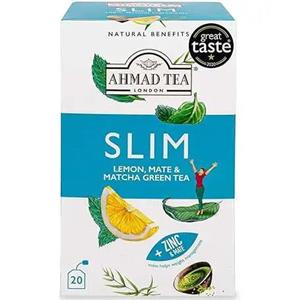 چای/ دمنوش لاغری احمد تی اسلیم حاوی ماته، ماچا و زینک 20 عددی Ahmad Tea SLIM