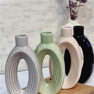 گلدان سرامیکی رنگی بیضی بزرگ