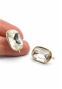 پایه گوشواره آبکاری طلا با نگین زیرکنیا- وارداتی