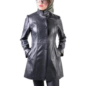 کت چرم زنانه مشکی سمیرا