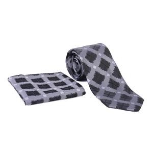 ست کراوات و پوشت مشکی و طوسی 98101