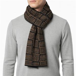 شال گردن طرحدار کرم و قهوه‌ای