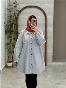 مانتو گلشید آبی طوسی