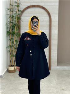 مانتو مشکی گل بنفش قرمز