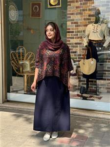 کراپ سایه چهل تیکه سنتی مشکی عنابی