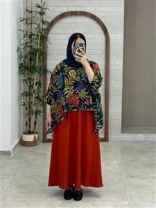 کراپ سایه سورمه ای گل درشت رنگی
