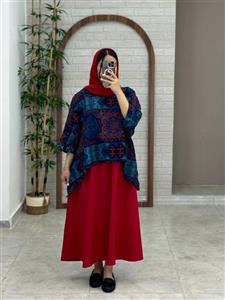 کراپ سایه سورمه ای قرمز طرح کاشی