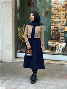 کت و سارافون مهر پاییزه نسکافه ای سورمه ای