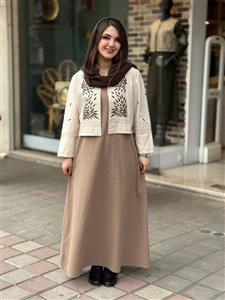 کت و سارافون دانتل قهوه ای