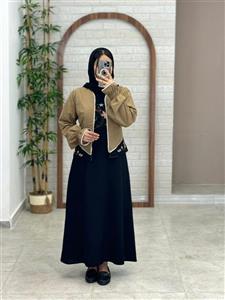 کت و سارافون برکه مشکی نسکافه ای