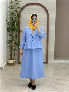 کت و دامن نیکا آبی روشن