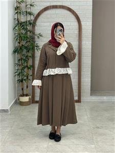 کت دامن گیپور قهوه ای شکلاتی