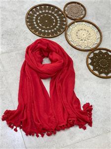 شال الیافی منگوله دار قرمز گوجه ای