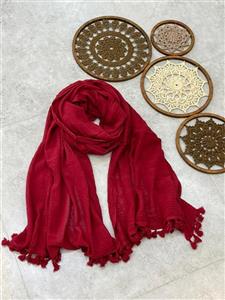 شال الیافی منگوله دار قرمز