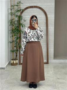 شومیز دامن ترنج شکلاتی (ساده)