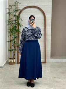 شومیز دامن ترنج سورمه ای (ساده)