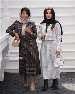 ست کت و دامن ماکیا سفید مشکی