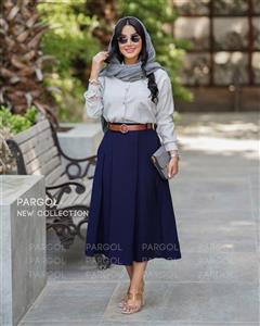 ست شومیز دامن ساحل سورمه ای طوسی