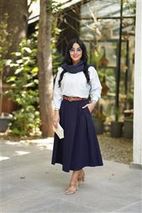 ست شومیز دامن ساحل سورمه ای آبی