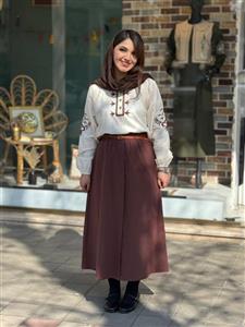 ست شومیز دامن روناک شکلاتی