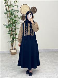 ست سه تیکه نلا نسکافه ای مشکی