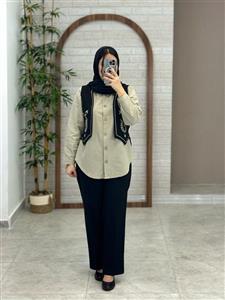 ست سه تیکه تارا کرم خاکی مشکی