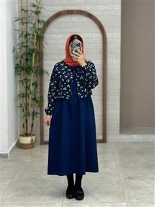 ست دو تیکه گندم سورمه ای گل بابونه
