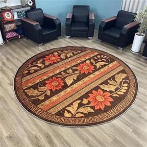 فرشینه گرد مخمل تُرک پاگرد راه پله طرح گل ورساچه کد F 135(پس کرایه)