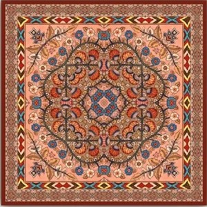 فرش چاپی طرح سنتی مربع مخمل هازان ترک کد Q119 (پس کرایه)