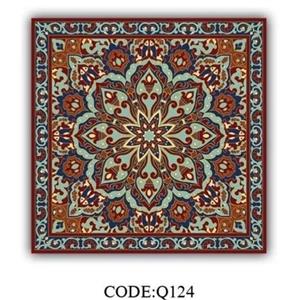 فرش چاپی مربع طرح سنتی مخمل هازان ترک کد Q124 (پس کرایه)