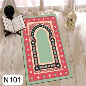 فرشینه طرح جانماز جنس مخمل و زیره ضد سُر سایز 110 در 75 کد N101 (پس کرایه)