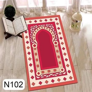 فرشینه طرح جانماز جنس مخمل و زیره ضد سُر سایز 110 در 75 کد N102 (پس کرایه)
