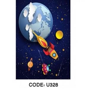 فرشینه کودک مخمل ترک طرح موشک و سفینه فضایی کد U328 (پس کرایه)
