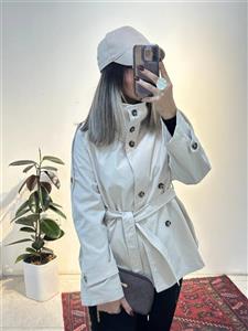 ترنچ کت کوتاه کرم استخونی