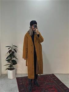 ترنچ کت بلند آجری
