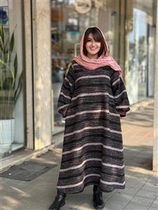 پیراهن هدیه مشکی صورتی راه راه