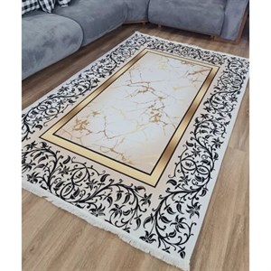 فرش مدرن سفید طلایی هازان ترک کد h413 (پس کرایه)