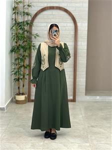 پیراهن جلیقه بته جقه یشمی