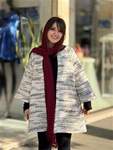 پالتو عروسکی سفید خط زرشکی