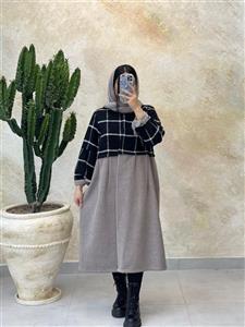 پالتو پروا عروسکی طوسی مشکی سفید