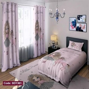 کاور رختخواب  ست کامل ژورنالی رو تختی چاپی دخترانه پونی و مو فرفری کد bd1361 (پس کرایه) 